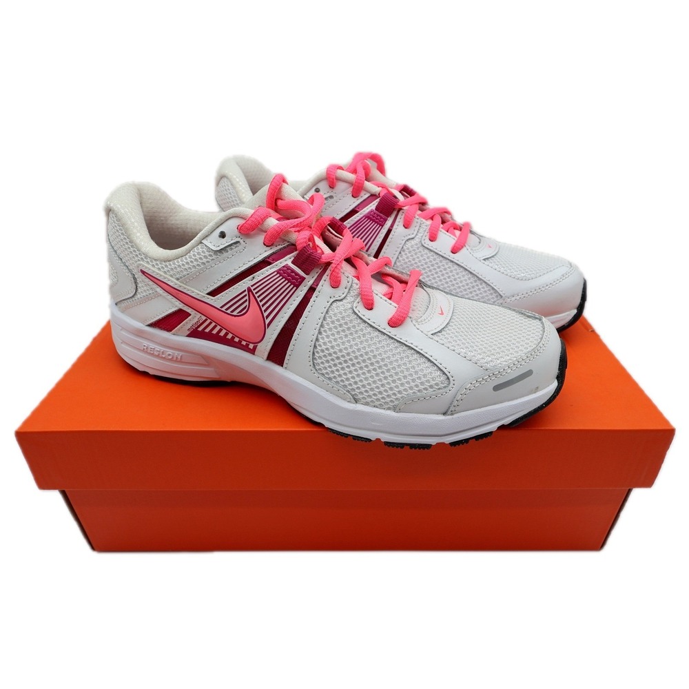 Nike Dart 10 Womens 7.5 Running Shoes White Pink Metallic Silver 580427-100
